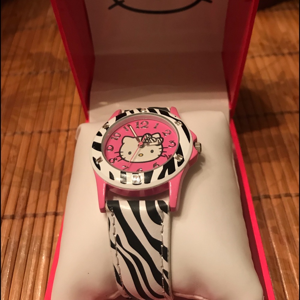 Hello kitty pink zebra watch new in box